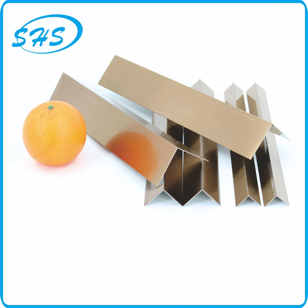 Stainless Steel V-Shape Angle Trims as Accessories for Tile Corners and Wall Corners